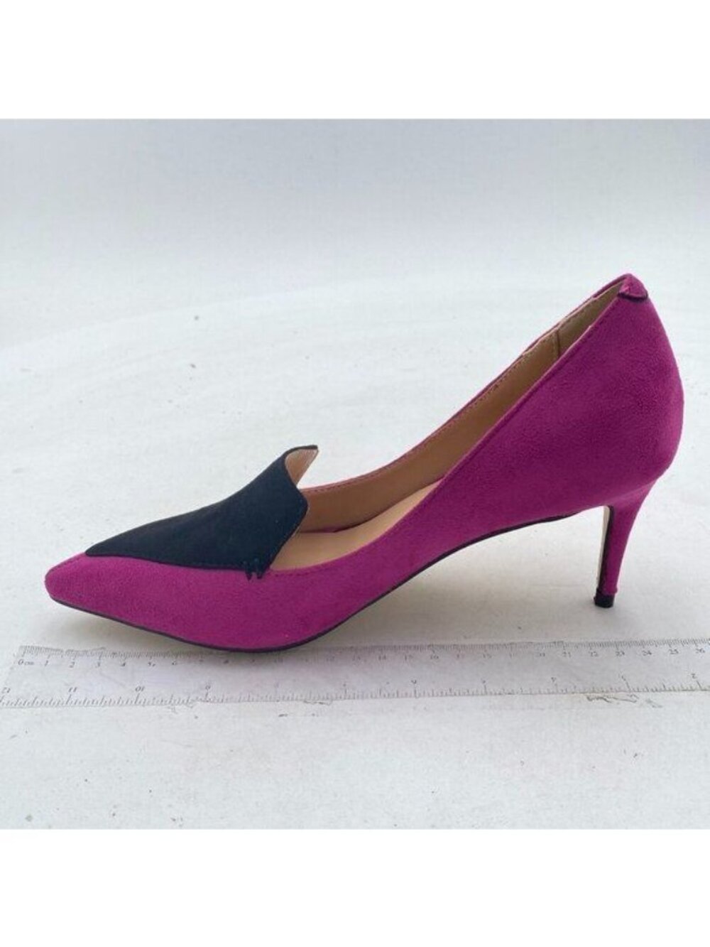 YDN Women Trendy Pointy Toe Pumps Stiletto Mid Heel Loafers Contrast Stitching S